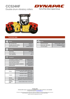 Rouleaux vibrants tandem Dynapac CC 524 HF