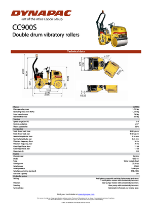 Rouleaux vibrants tandem Dynapac CC 900 S