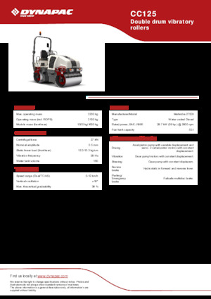Rouleaux vibrants tandem Dynapac CC125