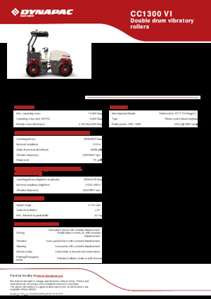 Rouleaux vibrants tandem Dynapac CC1300 VI