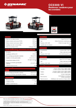 Rouleaux vibrants tandem Dynapac CC3300 VI