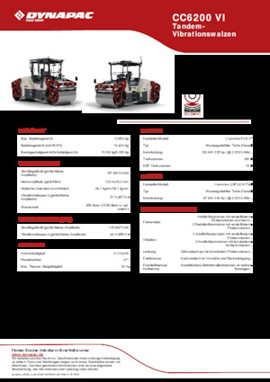 Rouleaux vibrants tandem Dynapac CC6200 VI