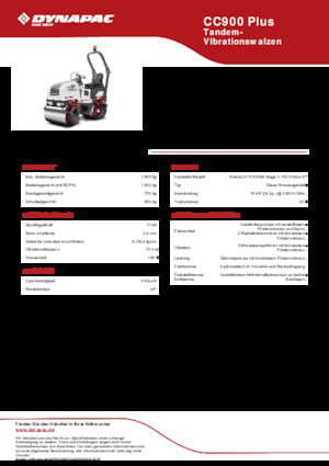 Rouleaux vibrants tandem Dynapac CC900 Plus
