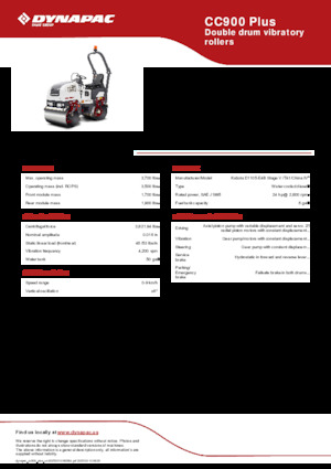Rouleaux vibrants tandem Dynapac CC900 Plus