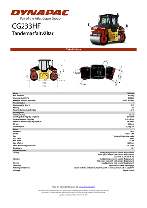 Rouleaux vibrants tandem Dynapac CG 233 HF