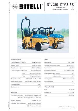 Rouleaux vibrants tandem Bitelli DTV 315