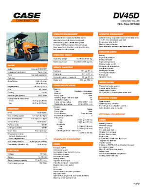 Rouleaux vibrants tandem Case DV45D