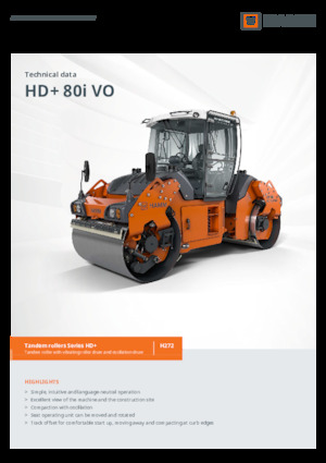 Rouleaux vibrants tandem Hamm HD+ 80i VO