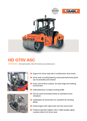 Rouleaux vibrants tandem Hamm HD O75 V ASC