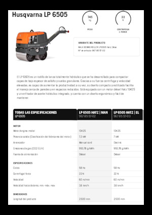 Rouleaux vibrants tandem Husqvarna LP 6505