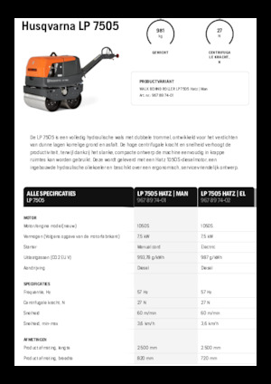 Rouleaux vibrants tandem Husqvarna LP 7505