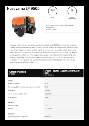 Rouleaux vibrants tandem Husqvarna LP 9505