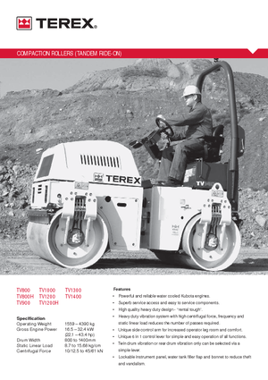 Rouleaux vibrants tandem Terex TV 900