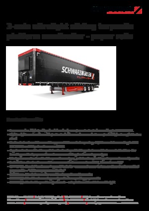 Plateforme semi-remorque rideaux collissants Schwarzmüller 3-axle ultralight sliding tarpaulin platform semitrailer - paper rolls