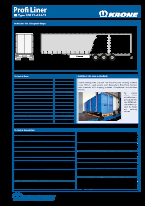 Plateforme semi-remorque rideaux collissants Krone SDP 27 elB4-CS