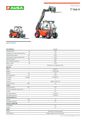 Chariot Élévateur Télescopique Ausa T 144 H