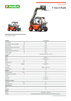 Chariot Élévateur Télescopique Ausa T 144 H Plus