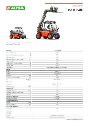 Chariot Élévateur Télescopique Ausa T 144 H Plus