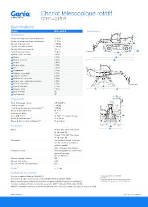 Chariot Élévateur avec châssis tounant Genie GTH4016R