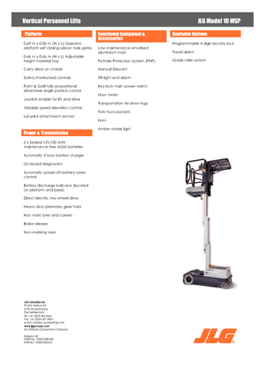 Nacelles à mât vertical unique JLG 10MSP