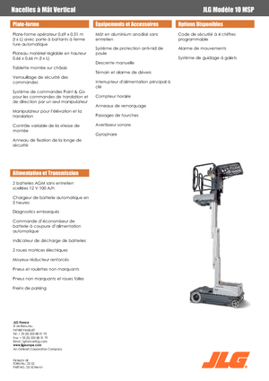 Nacelles à mât vertical unique JLG 10MSP