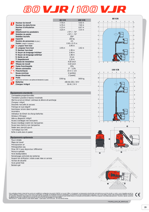 Nacelles à mât vertical unique Manitou 100 VJR Evolution