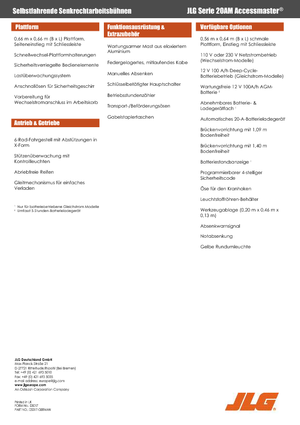 Nacelles à mât vertical unique JLG 20AM