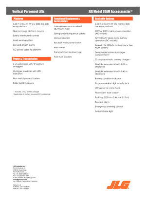 Nacelles à mât vertical unique JLG 20AM