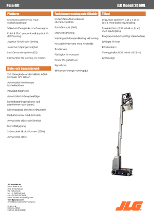 Nacelles à mât vertical unique JLG 20MVL