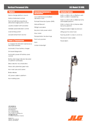 Nacelles à mât vertical unique JLG 20MVL