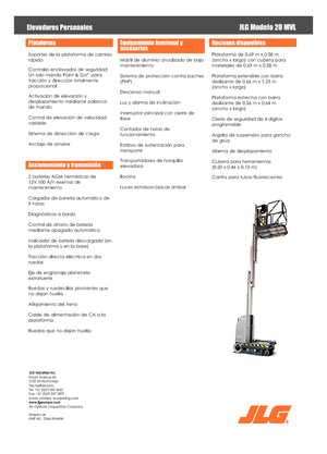 Nacelles à mât vertical unique JLG 20MVL