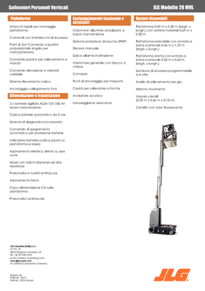 Nacelles à mât vertical unique JLG 20MVL