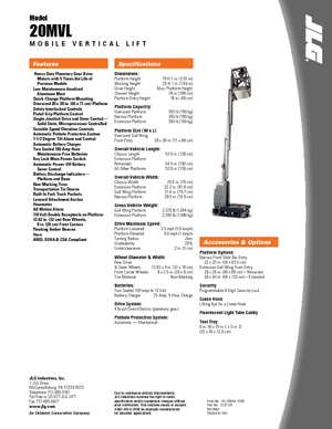 Nacelles à mât vertical unique JLG 20MVL