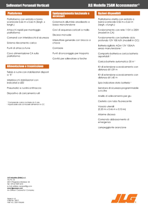 Nacelles à mât vertical unique JLG 25AM