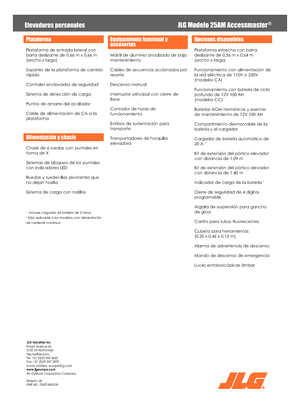 Nacelles à mât vertical unique JLG 25AM