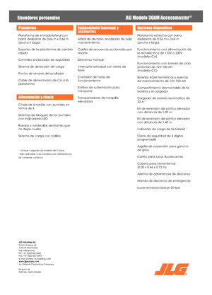 Nacelles à mât vertical unique JLG 30AM