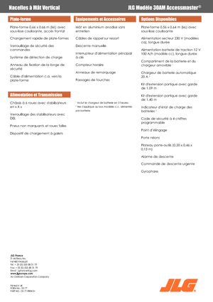 Nacelles à mât vertical unique JLG 30AM