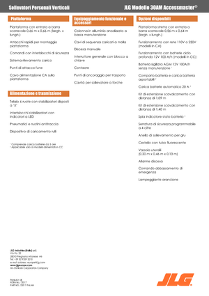 Nacelles à mât vertical unique JLG 30AM