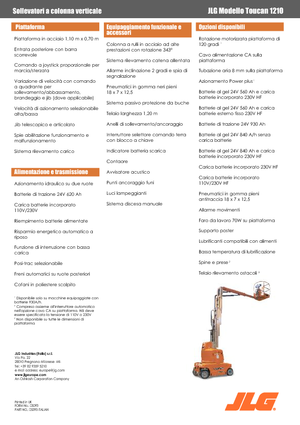 Nacelles à mât vertical unique JLG-Toucan Toucan 1210