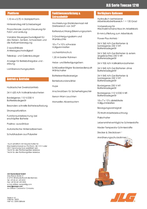 Nacelles à mât vertical unique JLG-Toucan Toucan 1210