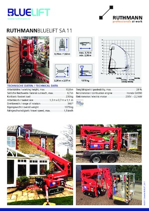 Nacelles à bras articulés sur chenilles Ruthmann BLUELIFT SA 11