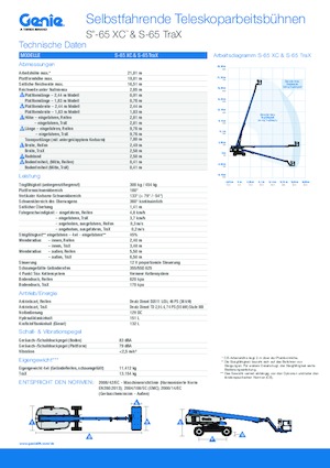 Nacelles télescopiques sur roues Genie S-65 XC