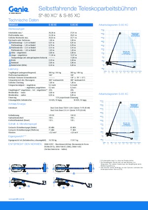 Nacelles télescopiques sur roues Genie S-85 XC