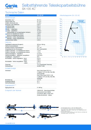 Nacelles télescopiques sur roues Genie SX-135 XC