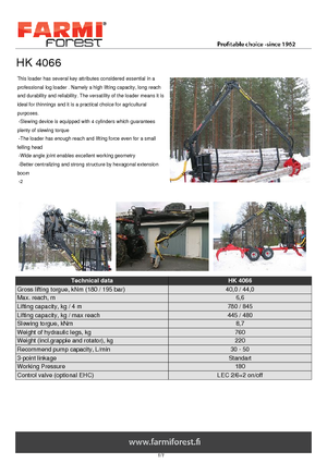 Grues de chargement à bois Farmi HK 4066 X