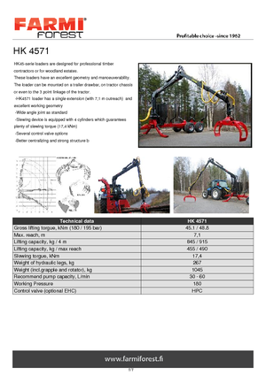 Grues de chargement à bois Farmi HK 4571 X
