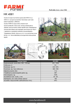 Grues de chargement à bois Farmi HK 4581 X