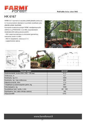 Grues de chargement à bois Farmi HK 6167 X
