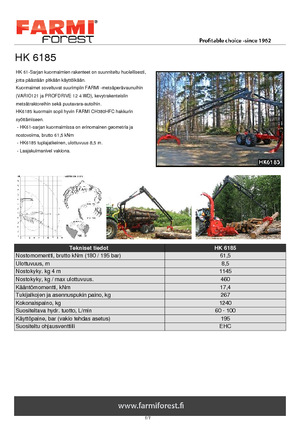 Grues de chargement à bois Farmi HK 6185 X