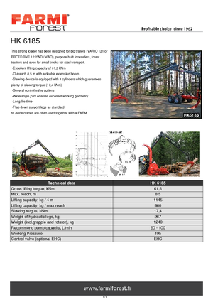 Grues de chargement à bois Farmi HK 6185 X